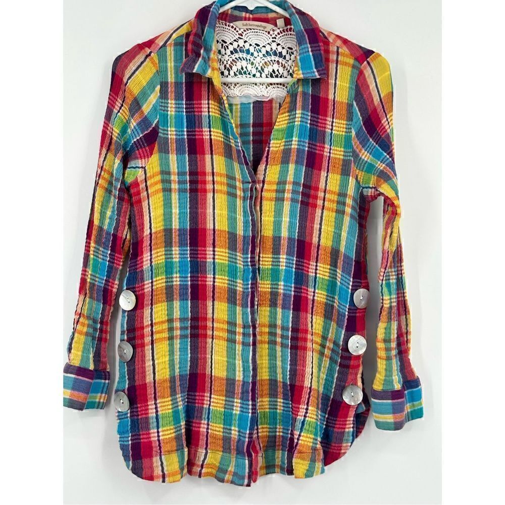 Soft Surroundings colorful long sleeve shirt size M